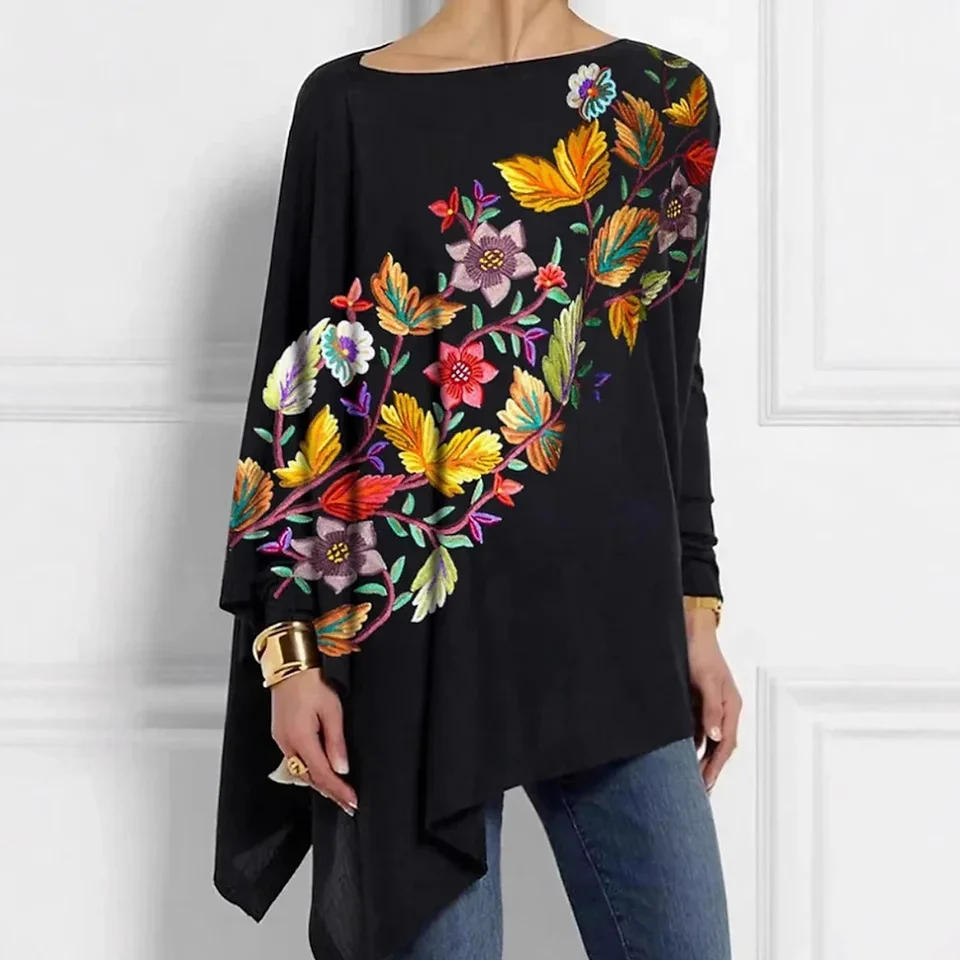 Women's Long Sleeve Blouse Spring/Fall Floral Jersey Crew Neck Daily Going Out Casual Top