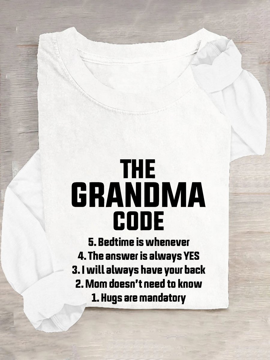 Women's Funny Grandma Code Long Sleeve Crew Neck T-Shirt