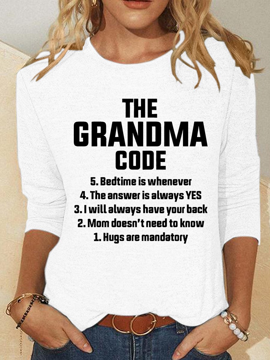 Women's Funny Grandma Code Long Sleeve Crew Neck T-Shirt