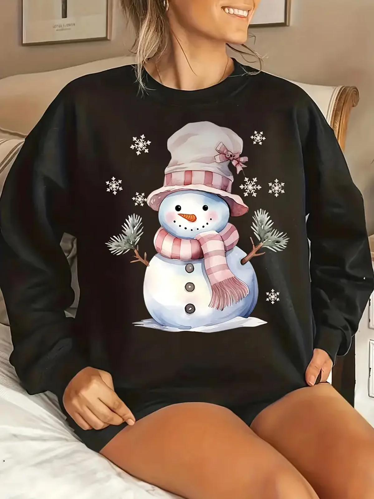 Women's Crew Neck Christmas Casual Spring/Fall Long Sleeve Sweatshirt