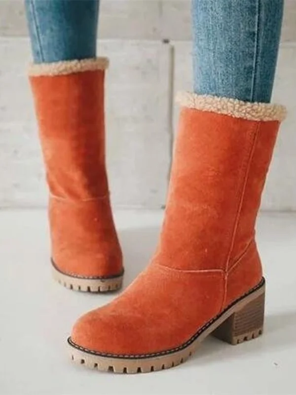 Plain Casual Autumn Suede Riding Boots