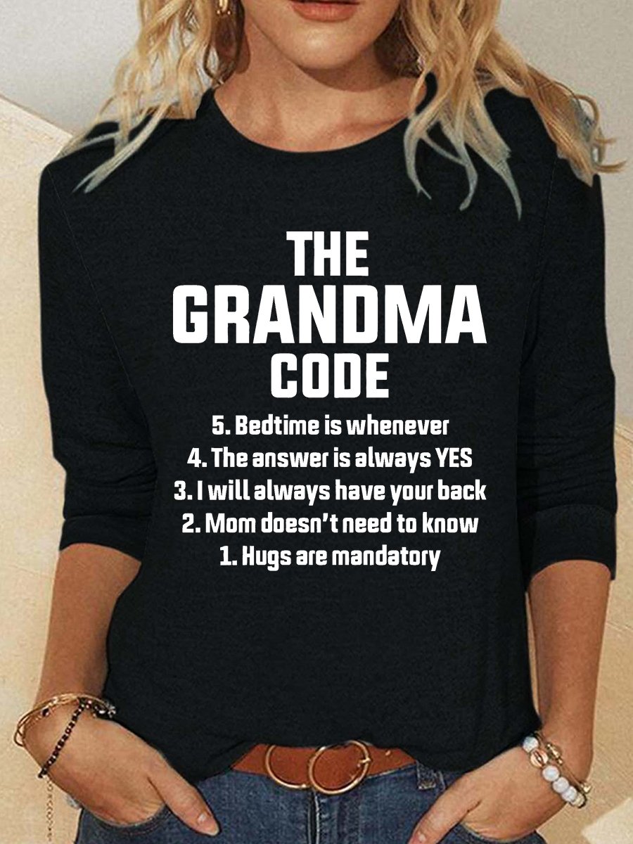 Women's Funny Grandma Code Long Sleeve Crew Neck T-Shirt