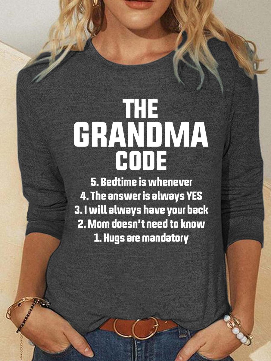 Women's Funny Grandma Code Long Sleeve Crew Neck T-Shirt