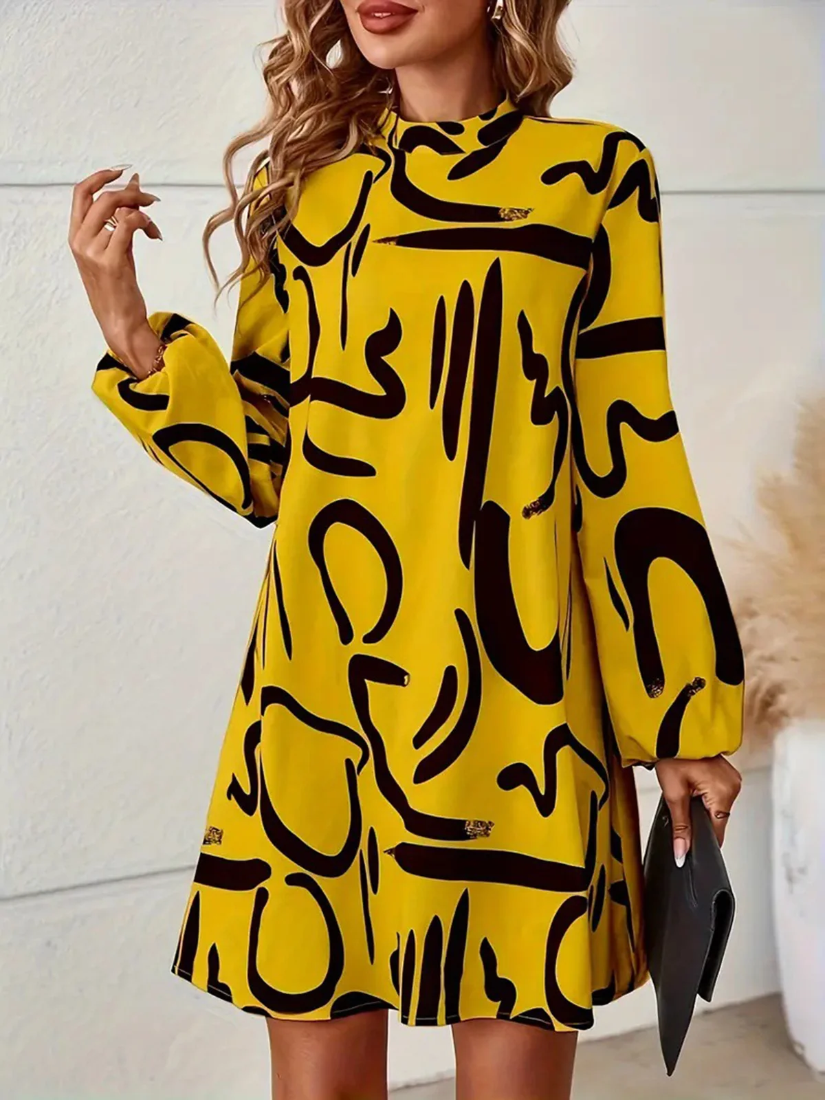 Women's Long Sleeve Spring/Fall Abstract Dress Daily Going Out Casual Midi A-Line