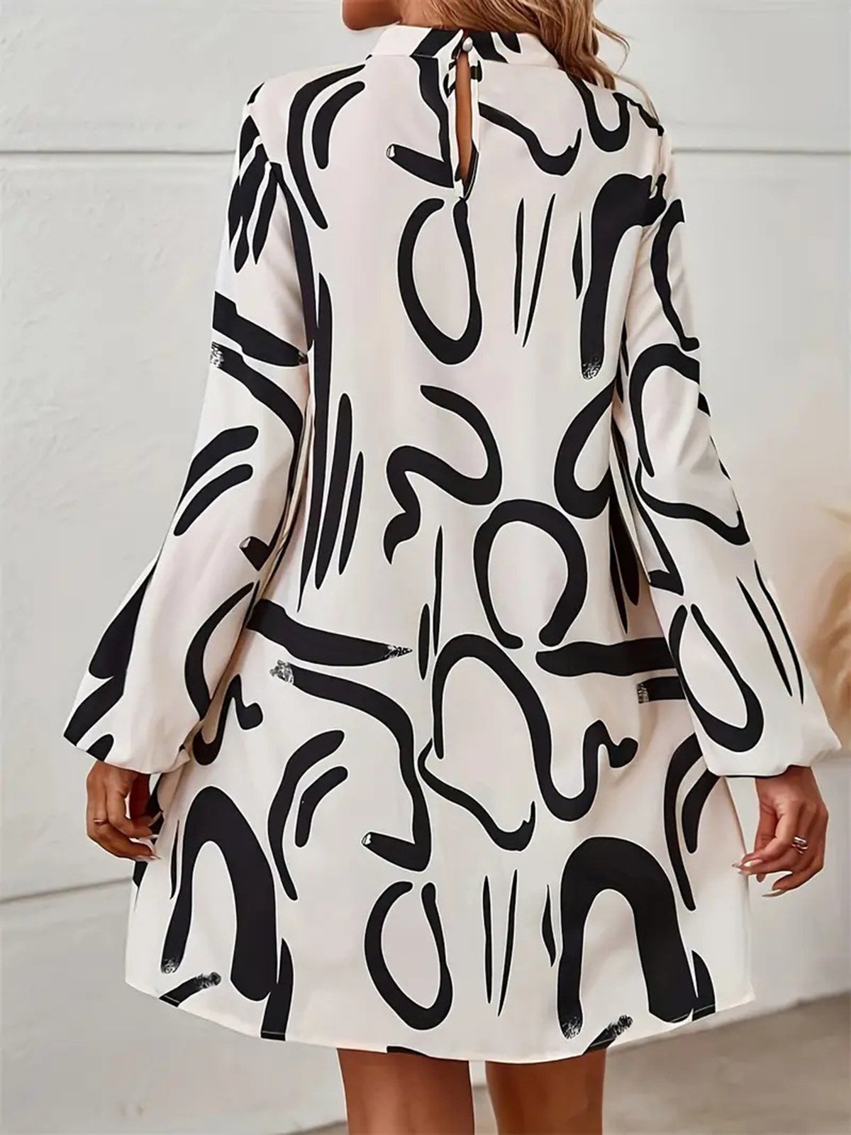 Women's Long Sleeve Spring/Fall Abstract Dress Daily Going Out Casual Midi A-Line