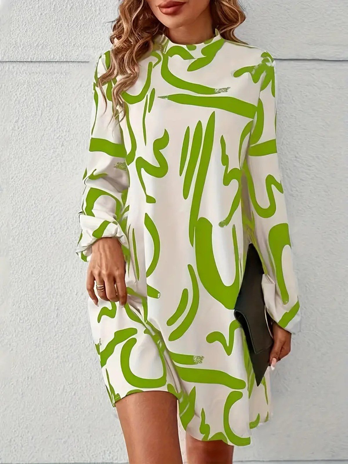 Women's Long Sleeve Spring/Fall Abstract Dress Daily Going Out Casual Midi A-Line