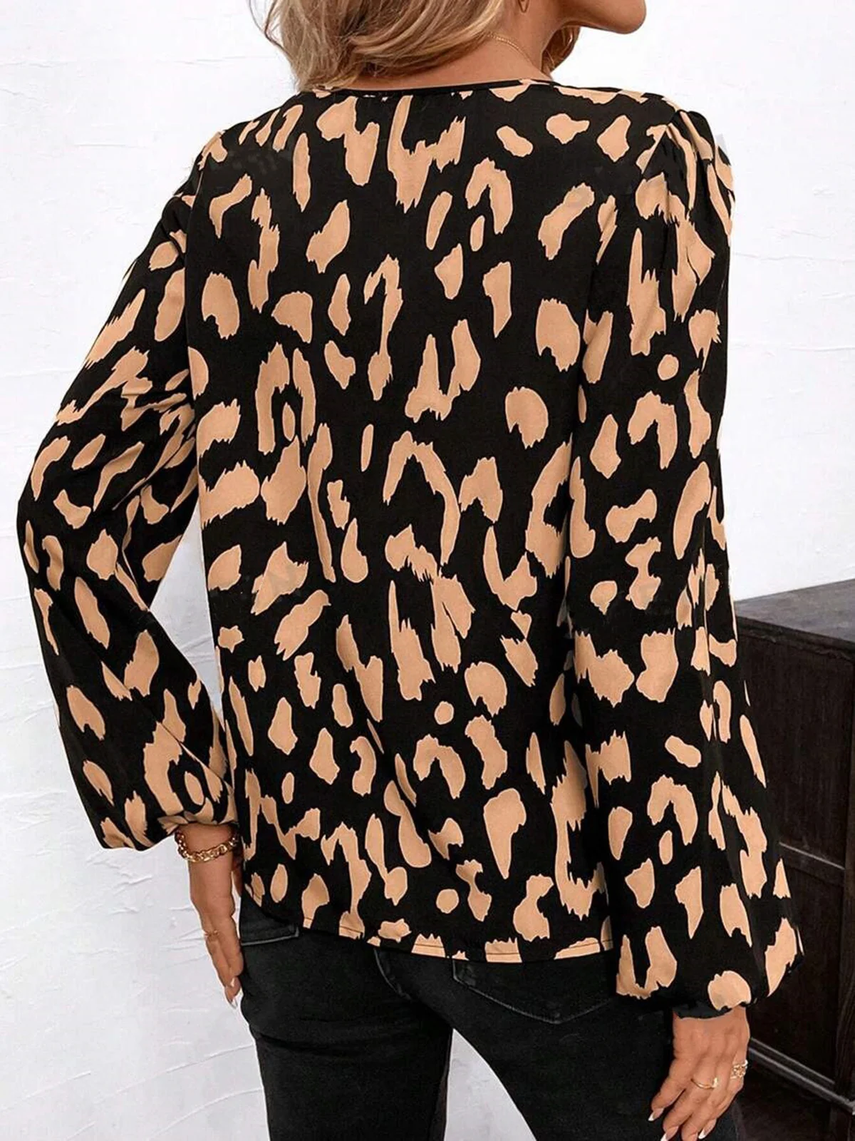 Women's Long Sleeve Blouse Spring/Fall Geometric V Neck Daily Going Out Casual Top