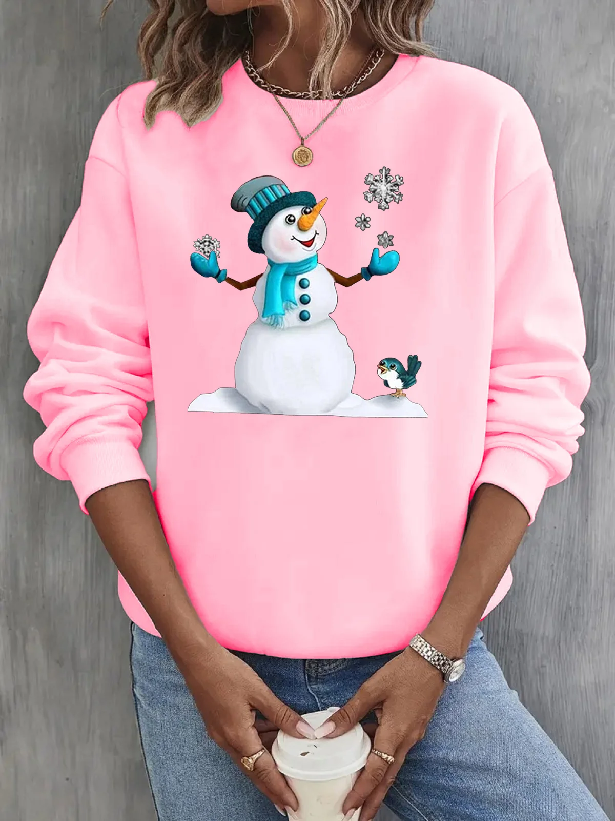 Women's Crew Neck Christmas Casual Spring/Fall Long Sleeve Sweatshirt