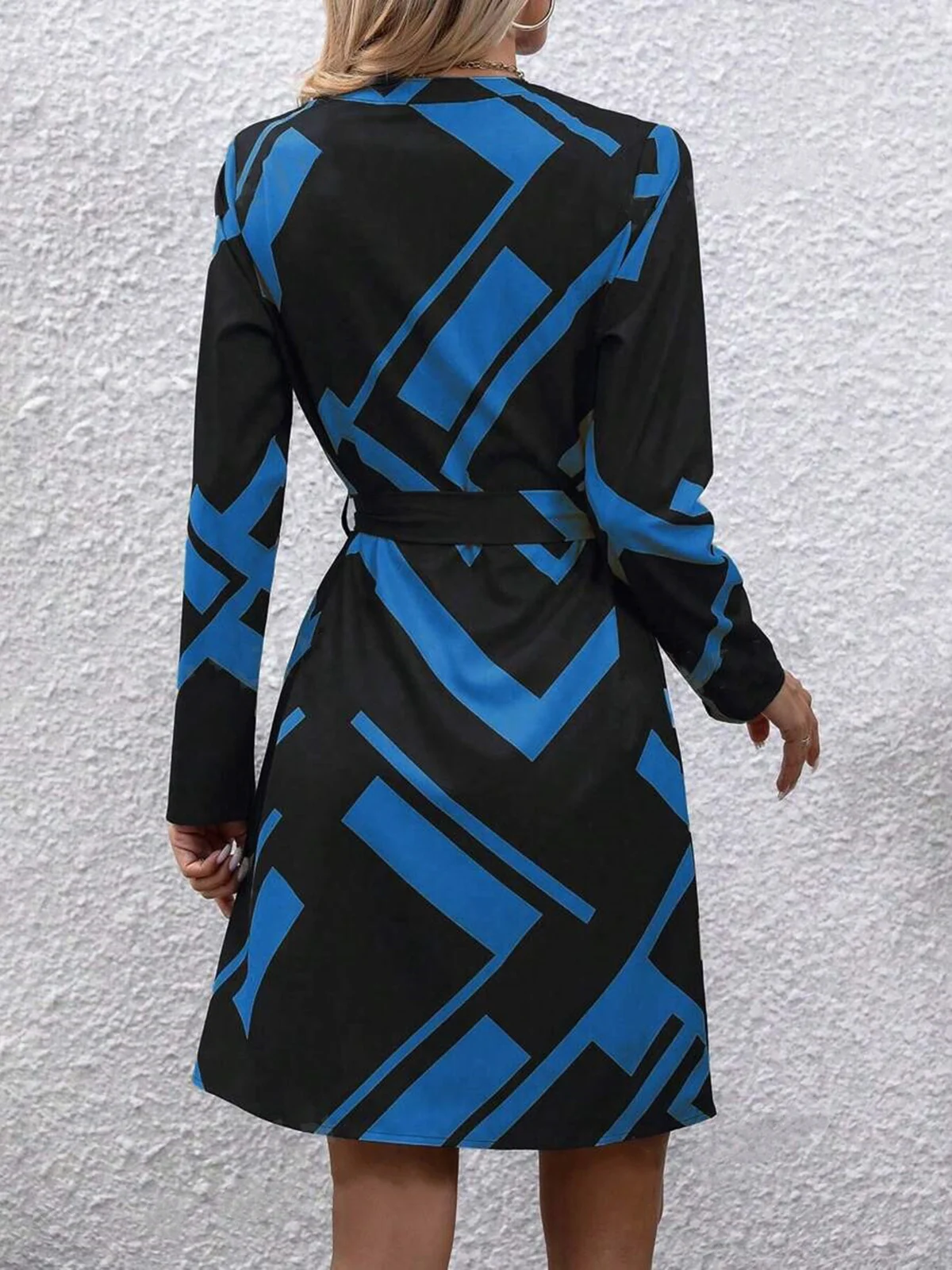 Women's Long Sleeve Spring/Fall Abstract Graphic Dress V Neck Daily Going Out Casual Midi A-Line