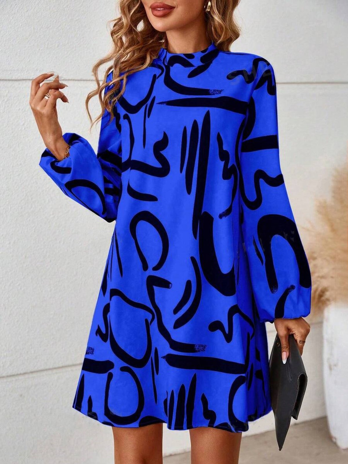 Women's Long Sleeve Spring/Fall Abstract Dress Daily Going Out Casual Midi A-Line