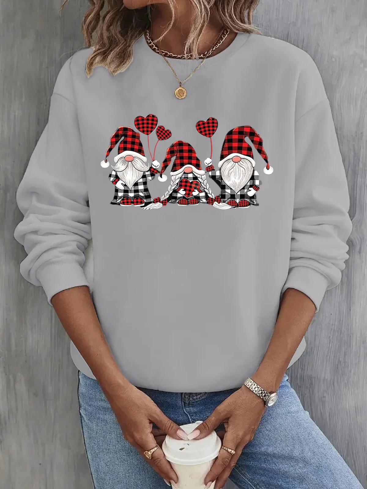 Women's Crew Neck Christmas Casual Spring/Fall Long Sleeve Sweatshirt