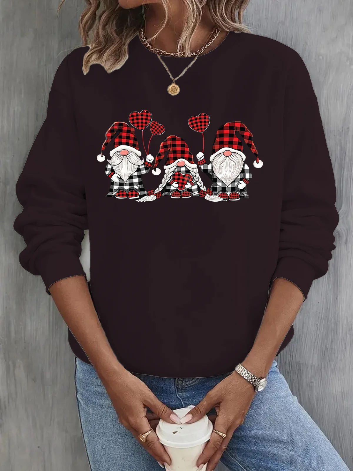 Women's Crew Neck Christmas Casual Spring/Fall Long Sleeve Sweatshirt