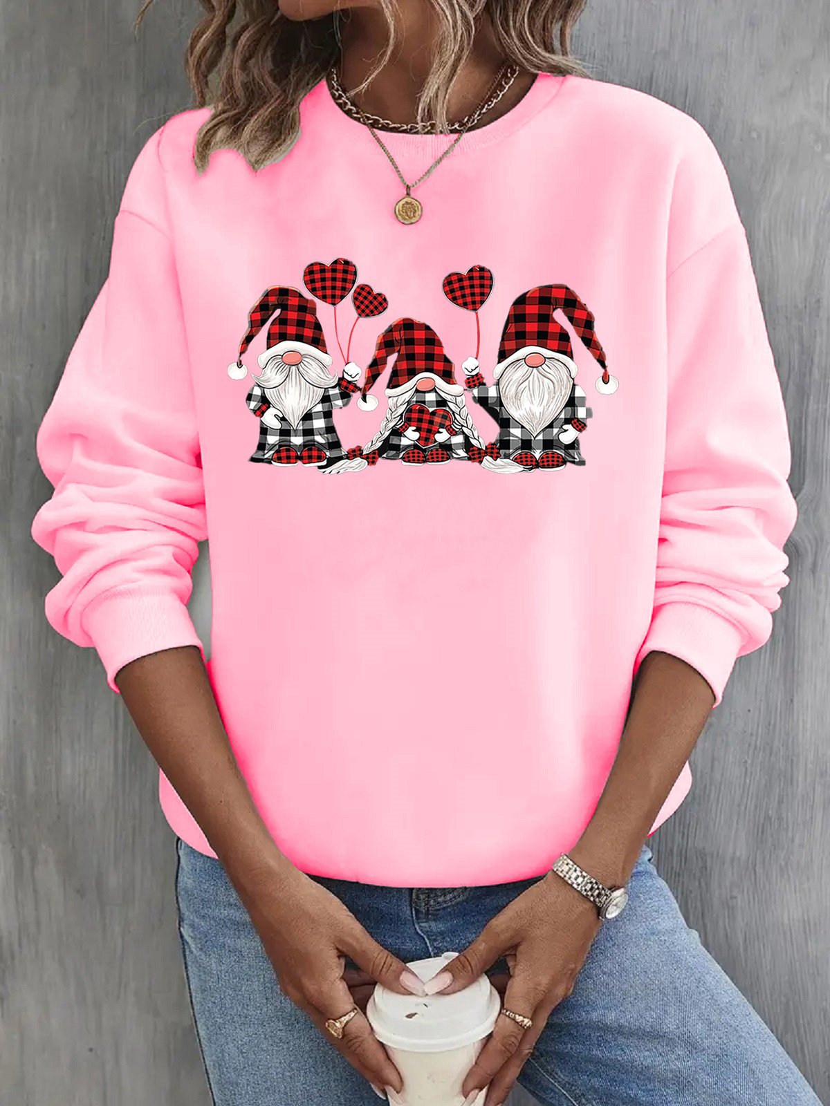 Women's Crew Neck Christmas Casual Spring/Fall Long Sleeve Sweatshirt