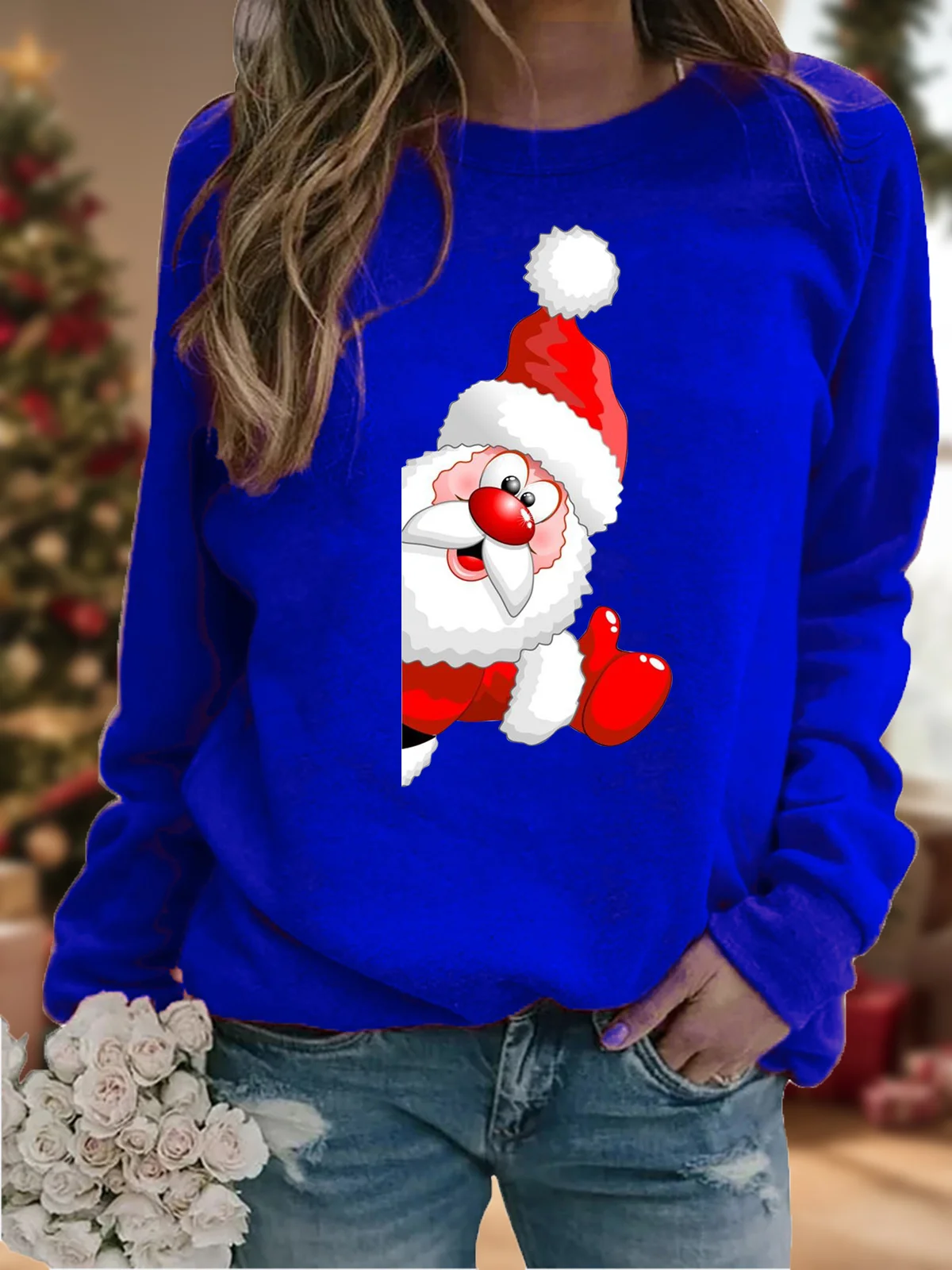 Women's Crew Neck Christmas Casual Spring/Fall Long Sleeve Sweatshirt