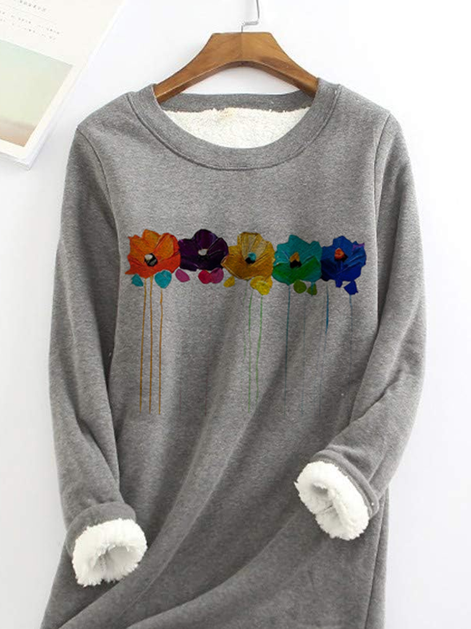 Women's Crew Neck Floral Casual Winter Long Sleeve Sweatshirt