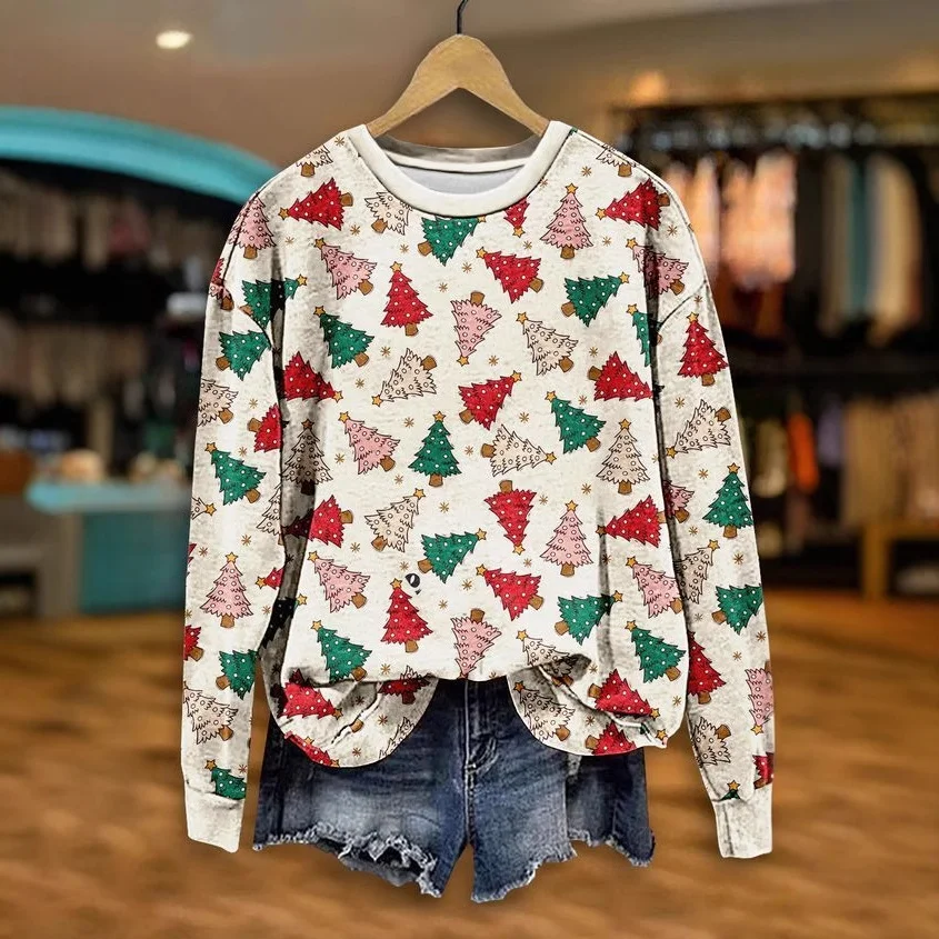 Women's Crew Neck Floral Zipper Casual Spring/Fall Long Sleeve Sweatshirt