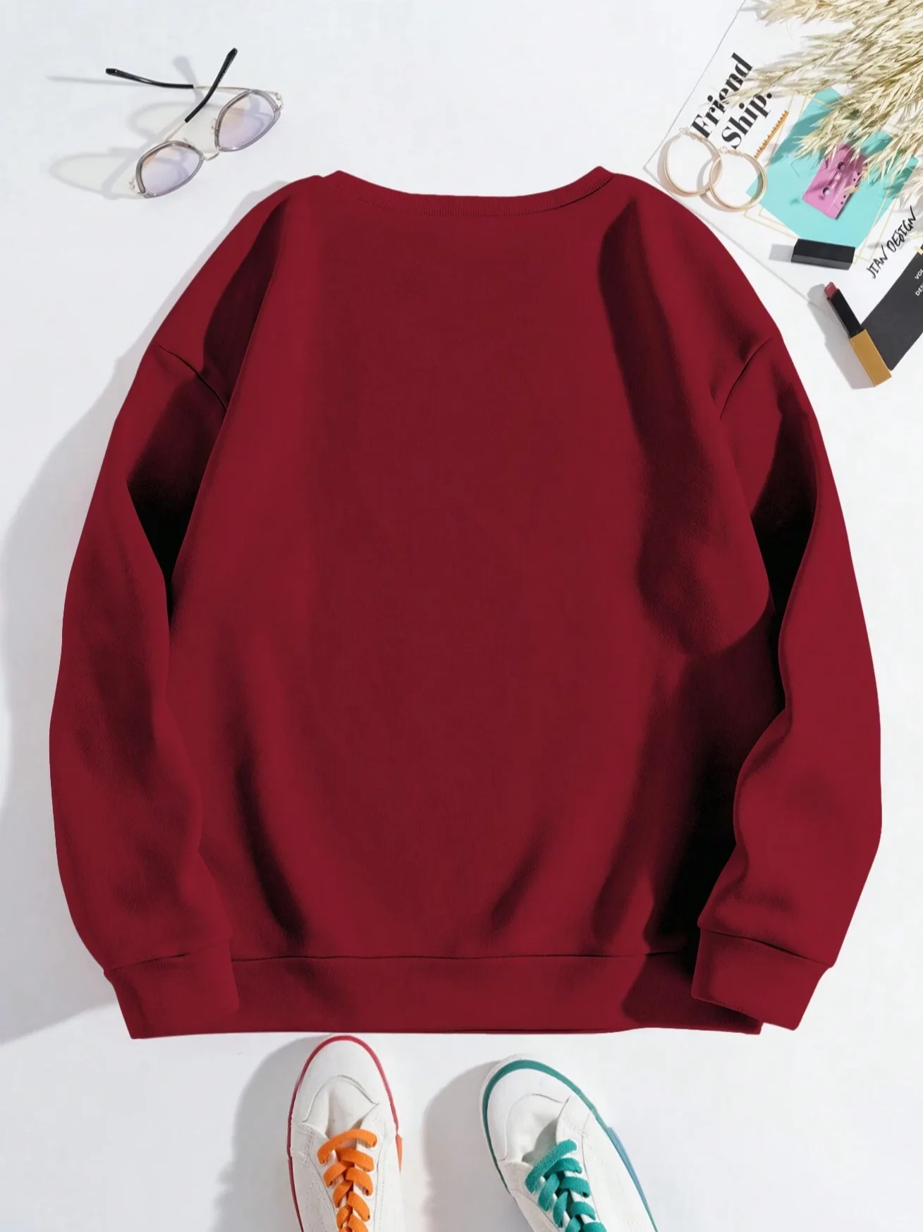 Women's Christmas Crew Neck Text Letters Casual Spring/Fall Long Sleeve Sweatshirt