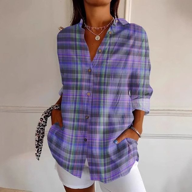 Women's Long Sleeve Shirt Spring/Fall Geometric Shirt Collar Daily Going Out Casual Top