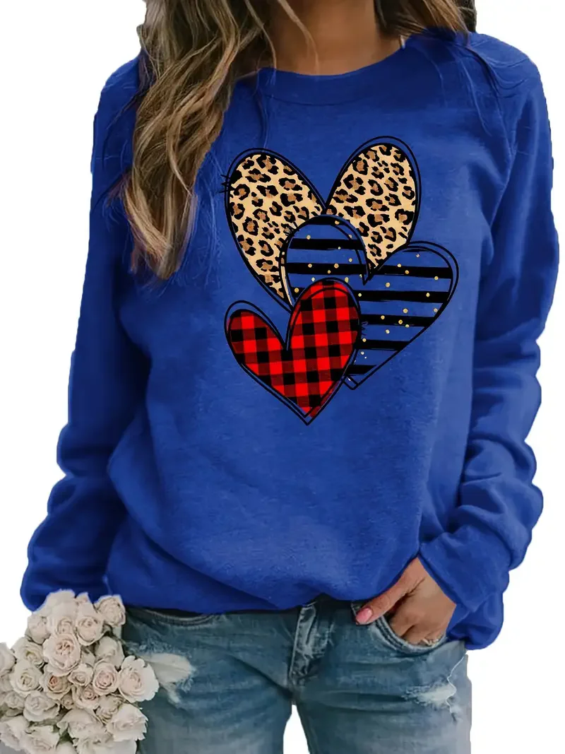 Women's Crew Neck Heart/Cordate Casual Spring/Fall Long Sleeve Sweatshirt