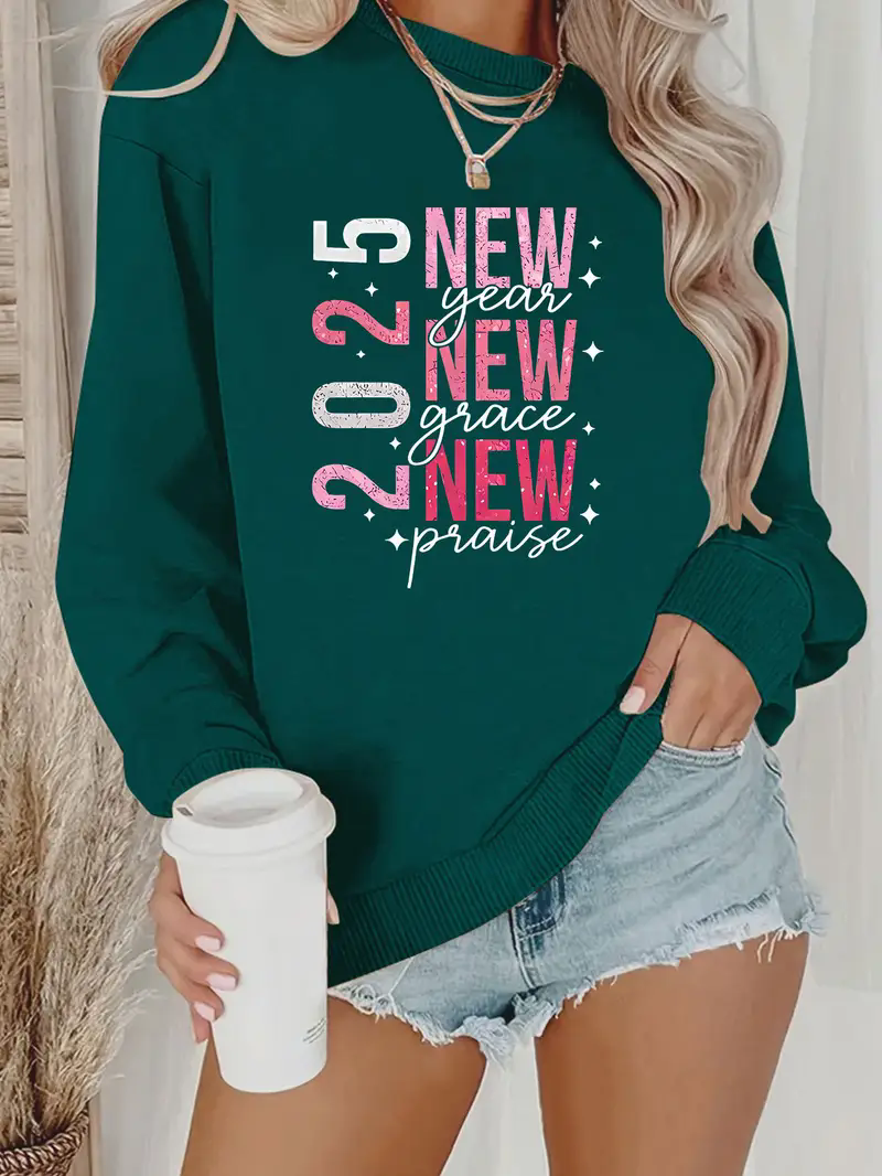 Women's Crew Neck Text Letters Casual Spring/Fall Long Sleeve Sweatshirt