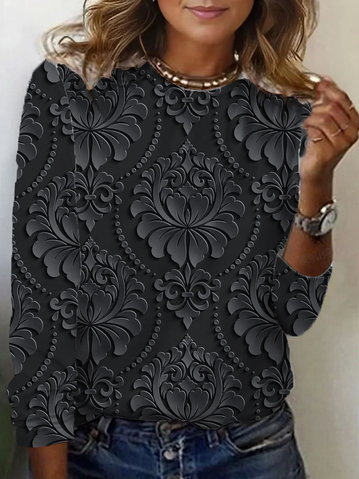 Women's Long Sleeve Tee T-shirt Spring/Fall Floral Jersey Crew Neck Daily Going Out Casual Top