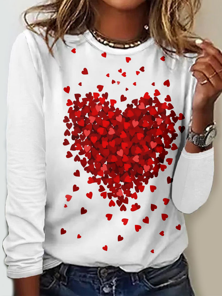 Women's Long Sleeve Tee T-shirt Spring/Fall Heart/Cordate Jersey Crew Neck Daily Going Out Casual Top