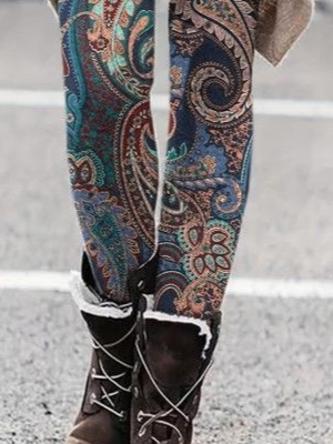 Women's Casual Ethnic Jersey All Season Long Leggings