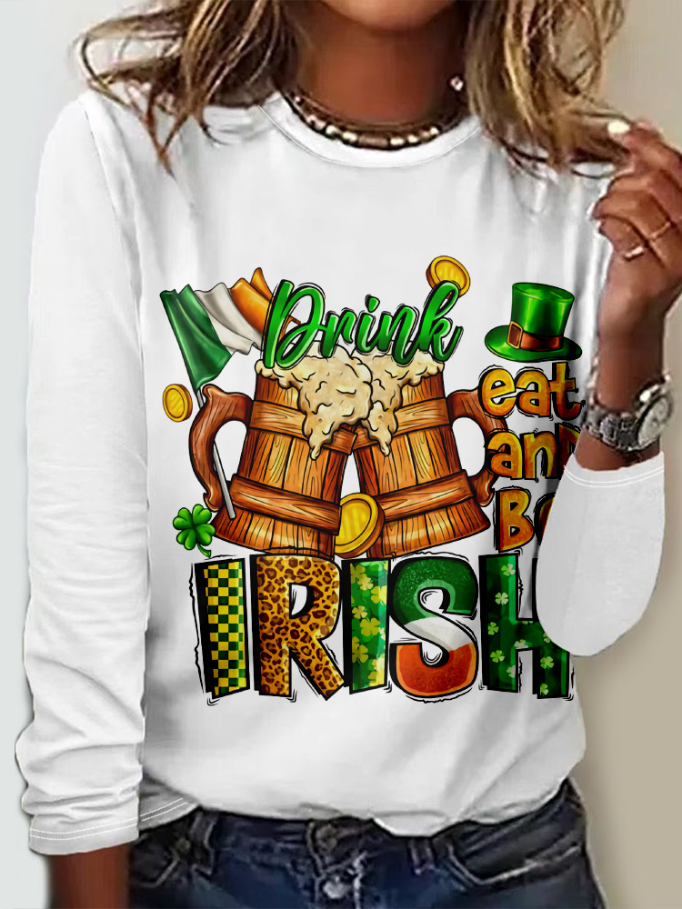 Women's Long Sleeve Tee T-shirt Spring/Fall Four-leaf Clover Jersey Crew Neck Daily Going Out Casual Top