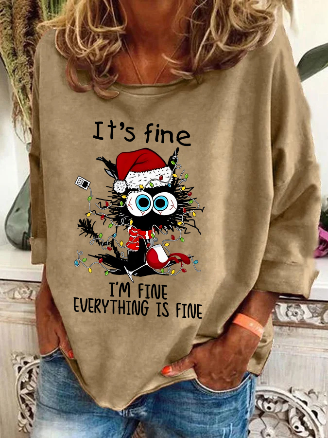 Women's Crew Neck Christmas Casual Spring/Fall Long Sleeve Sweatshirt