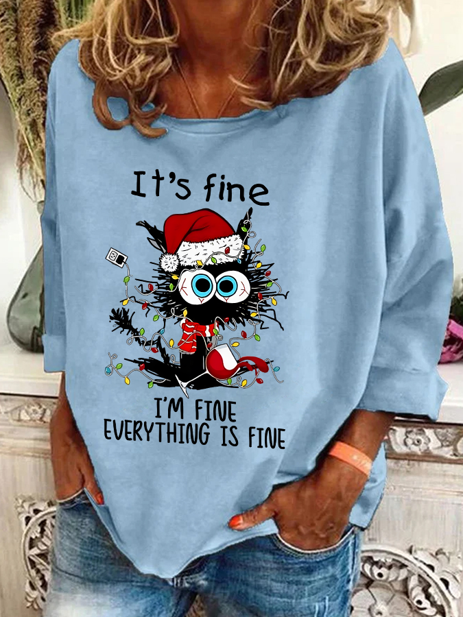 Women's Crew Neck Christmas Casual Spring/Fall Long Sleeve Sweatshirt