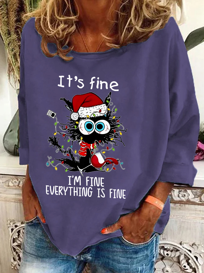 Women's Crew Neck Christmas Casual Spring/Fall Long Sleeve Sweatshirt