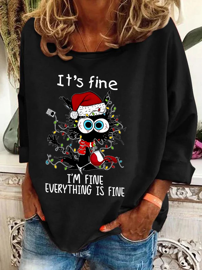 Women's Crew Neck Christmas Casual Spring/Fall Long Sleeve Sweatshirt