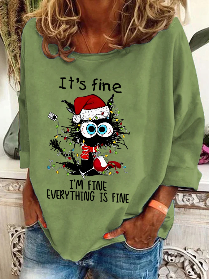 Women's Crew Neck Christmas Casual Spring/Fall Long Sleeve Sweatshirt