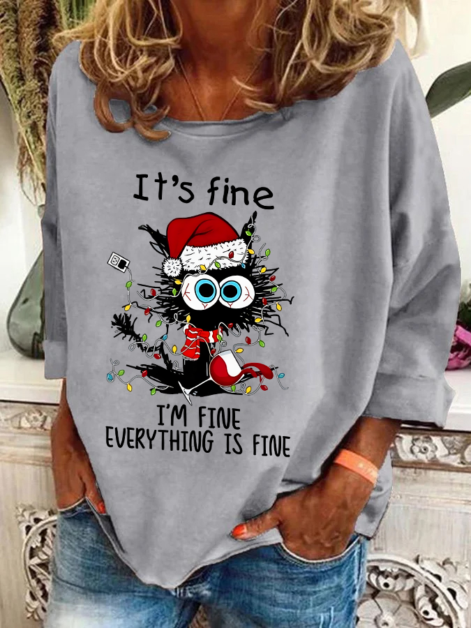 Women's Crew Neck Christmas Casual Spring/Fall Long Sleeve Sweatshirt