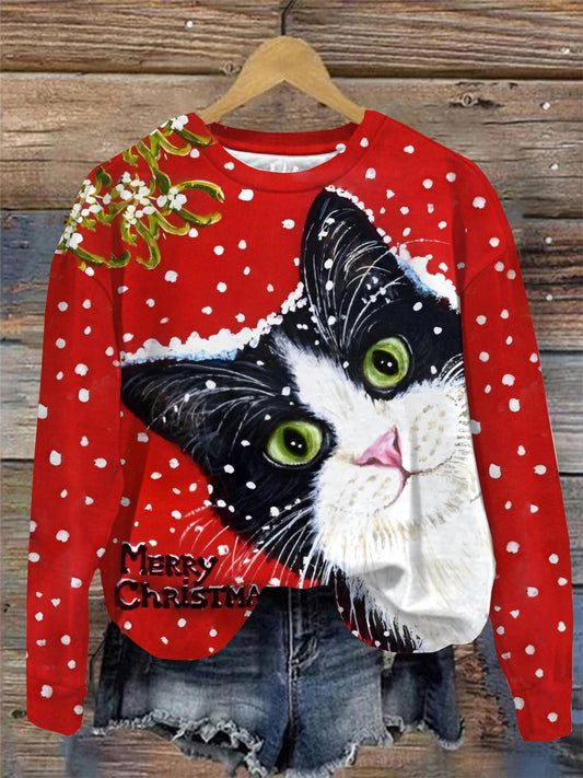 Women's Crew Neck Christmas Casual Spring/Fall Long Sleeve Sweatshirt