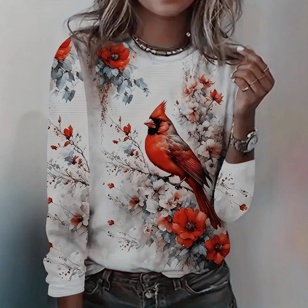 Women's Long Sleeve Tee T-shirt Spring/Fall Floral Jersey Crew Neck Daily Going Out Casual Top