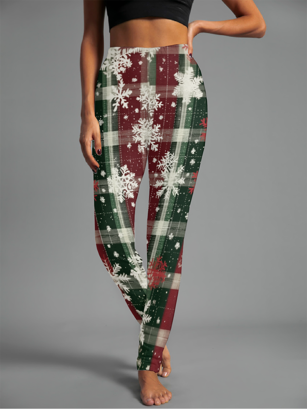 Women's Casual Plaid Jersey All Season Long Leggings