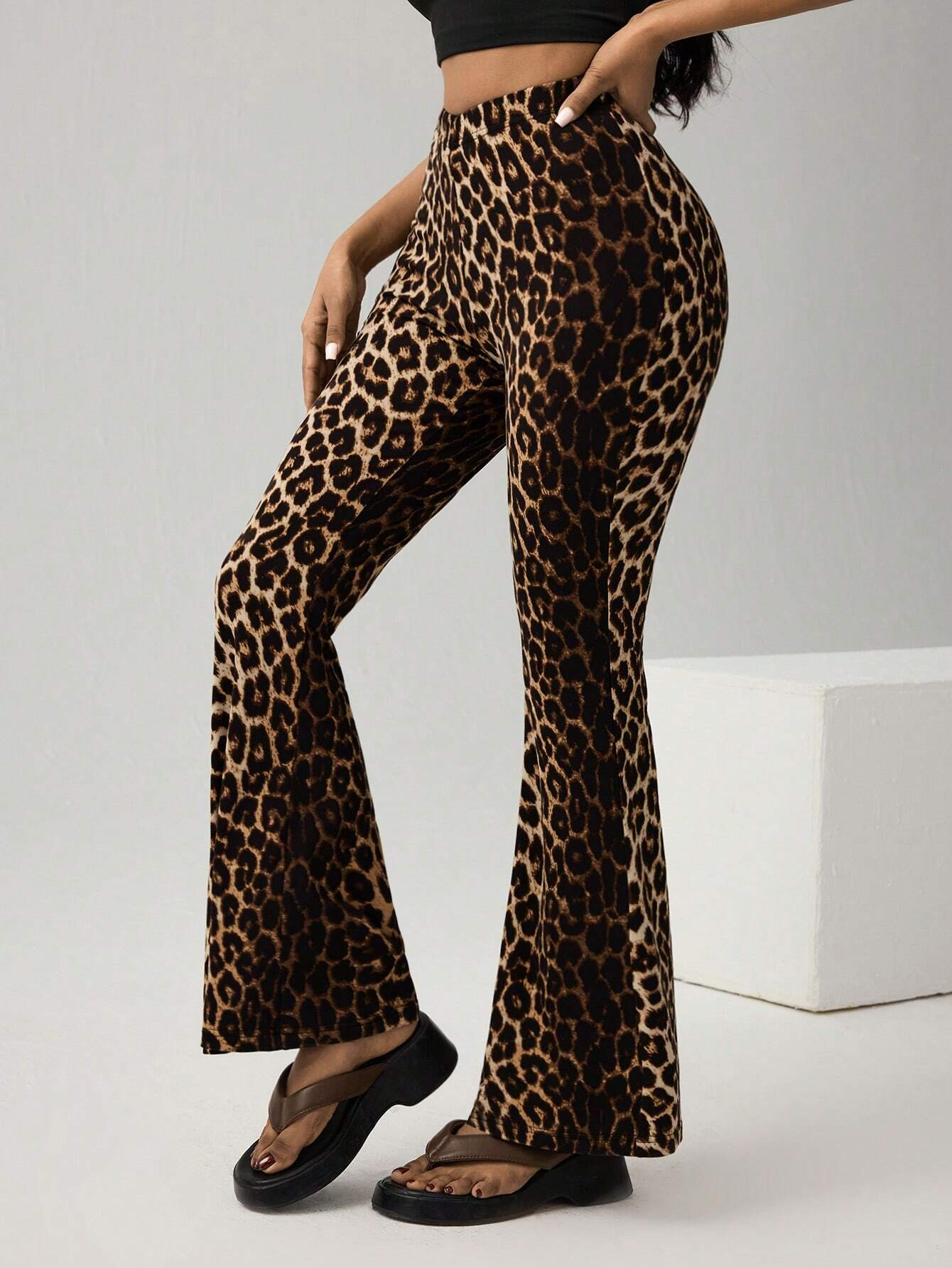 Women's Trousers Flare Pants Party Going Out Casual Leopard Spring/Fall Pants