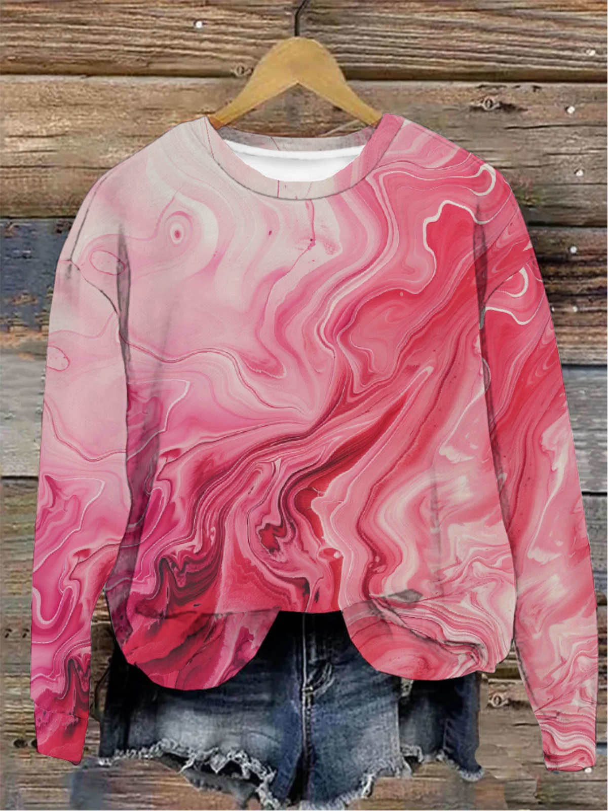 Women's Crew Neck Abstract Casual Spring/Fall Long Sleeve Sweatshirt