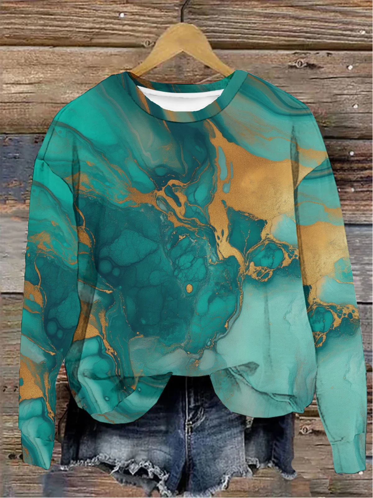 Women's Crew Neck Abstract Casual Spring/Fall Long Sleeve Sweatshirt