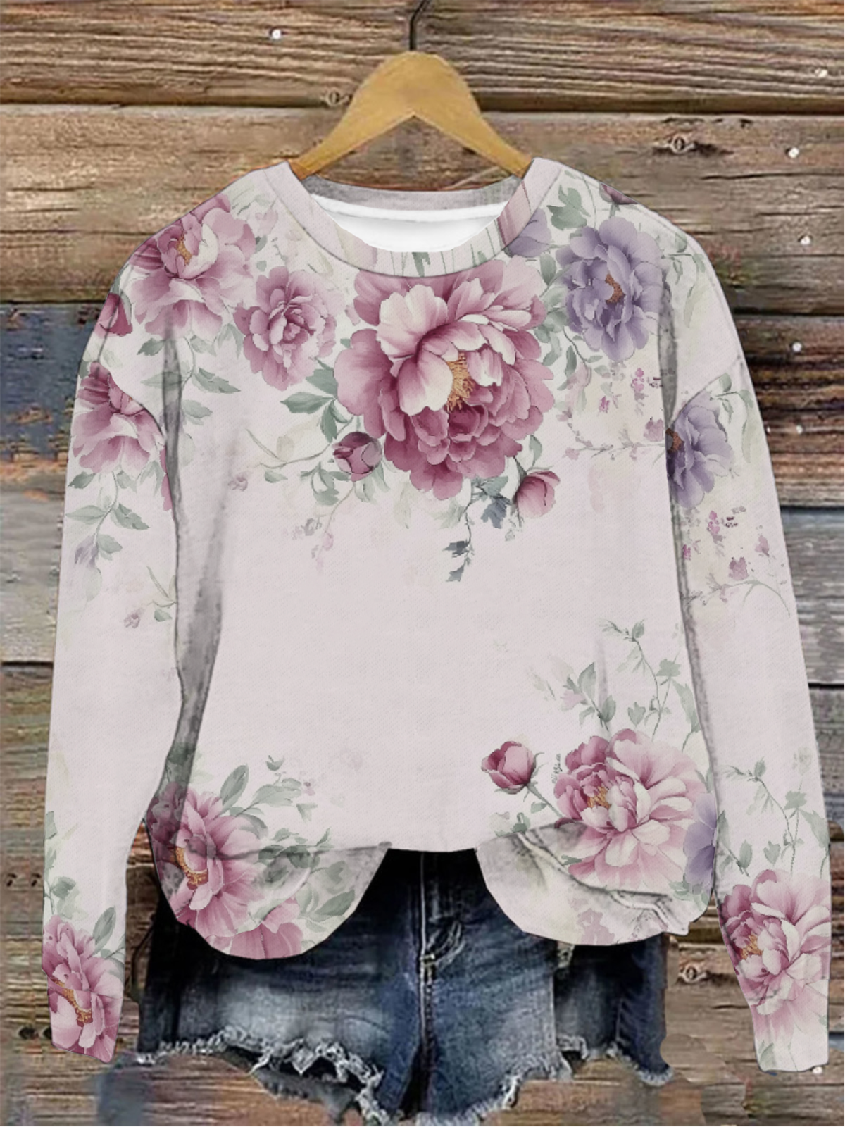 Women's Crew Neck Floral Casual Spring/Fall Long Sleeve Sweatshirt