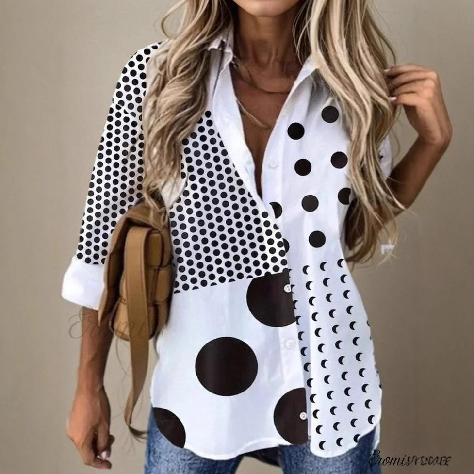 Women's Long Sleeve Shirt Spring/Fall Floral Shirt Collar Daily Going Out Casual Top