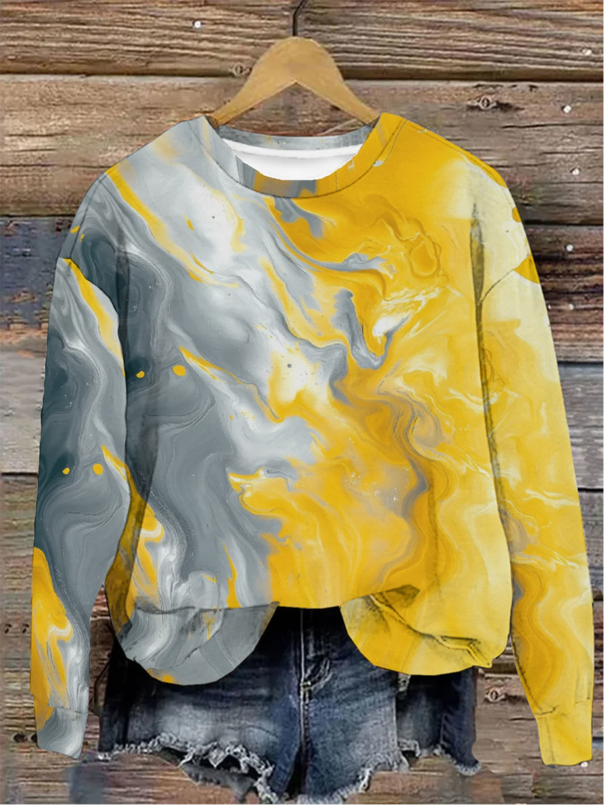 Women's Crew Neck Abstract Casual Spring/Fall Long Sleeve Sweatshirt