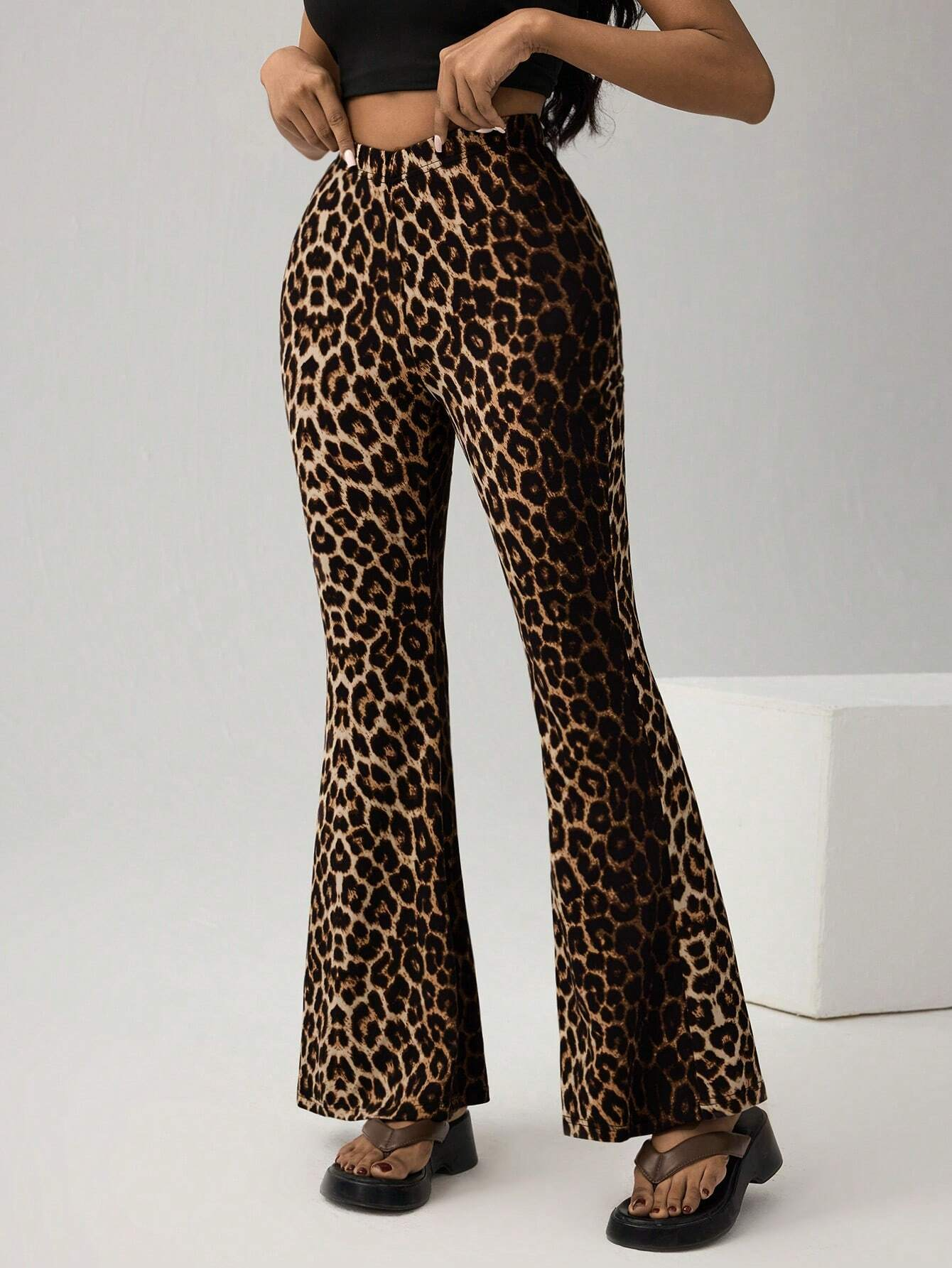 Women's Trousers Flare Pants Party Going Out Casual Leopard Spring/Fall Pants