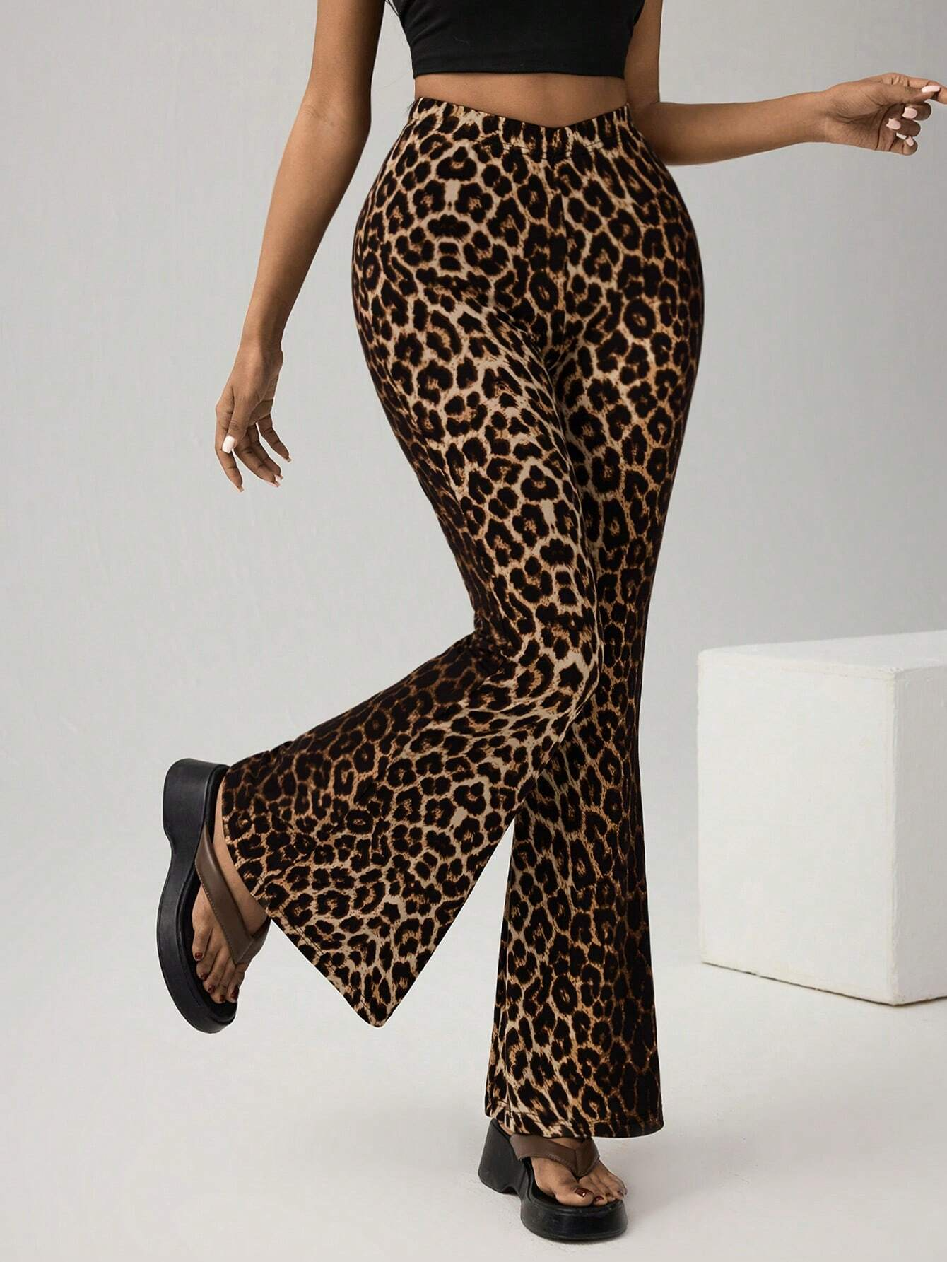 Women's Trousers Flare Pants Party Going Out Casual Leopard Spring/Fall Pants