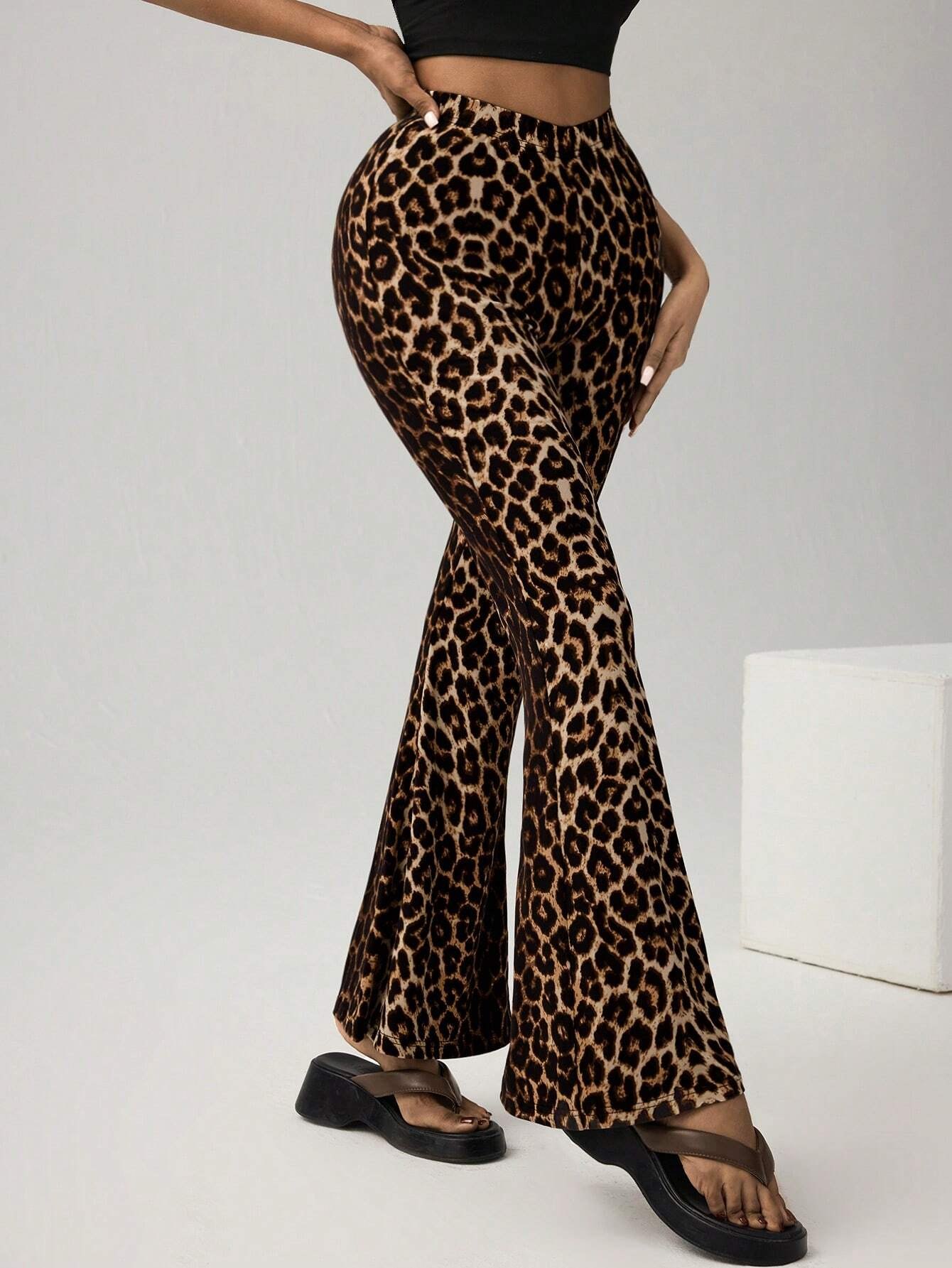 Women's Trousers Flare Pants Party Going Out Casual Leopard Spring/Fall Pants