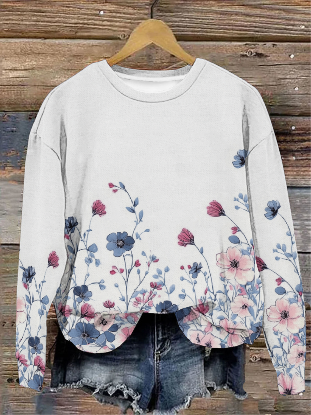 Women's Crew Neck Floral Casual Spring/Fall Long Sleeve Sweatshirt