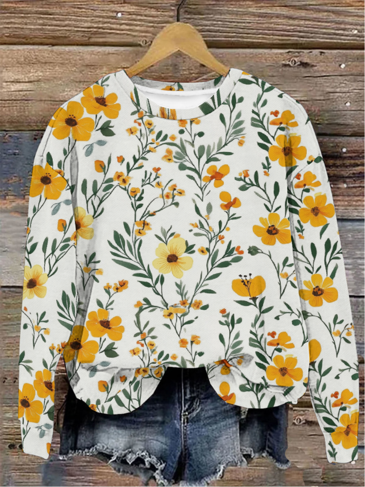 Women's Crew Neck Floral Casual Spring/Fall Long Sleeve Sweatshirt