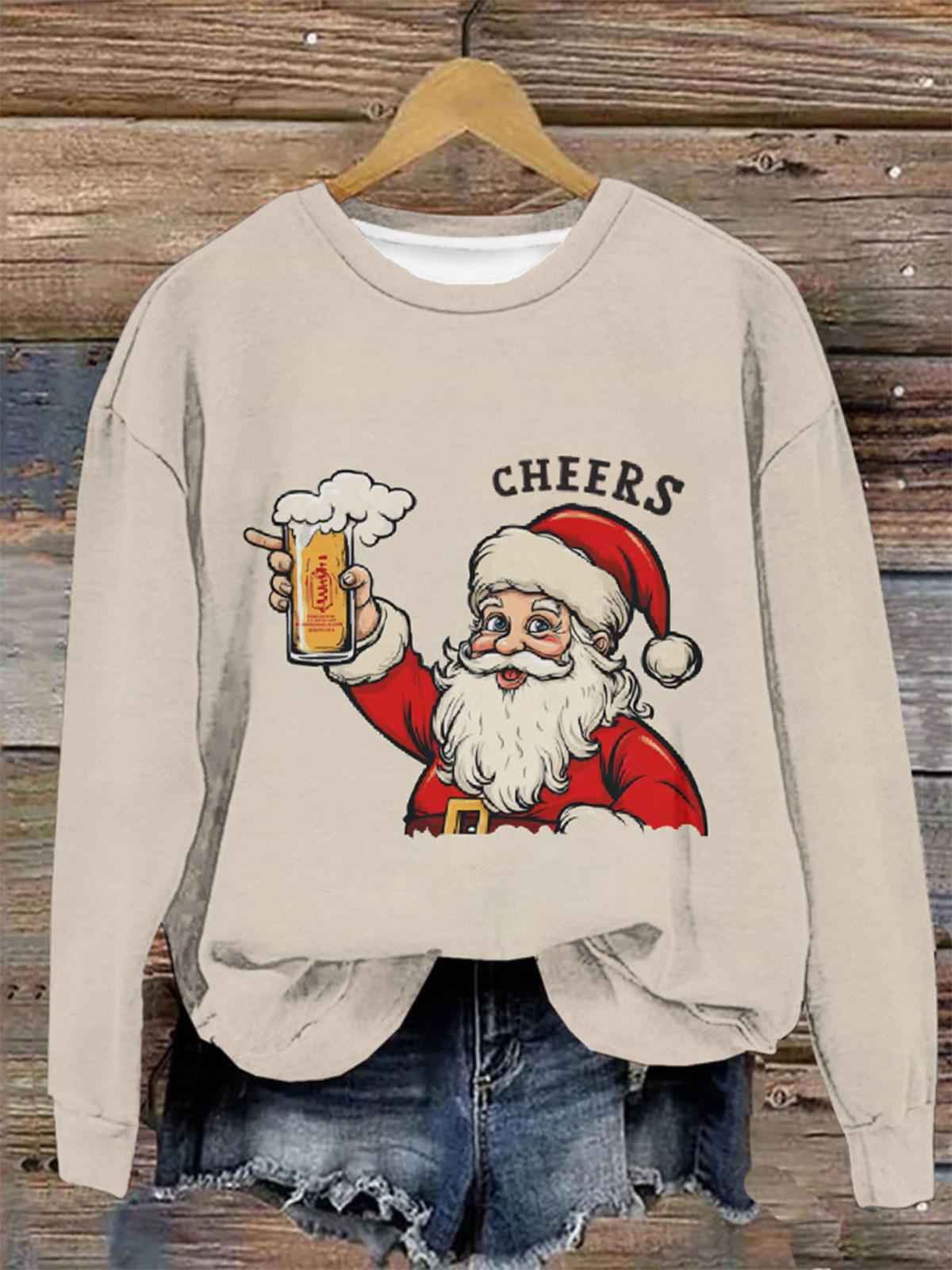 Women's Crew Neck Santa Claus Casual Spring/Fall Long Sleeve Sweatshirt