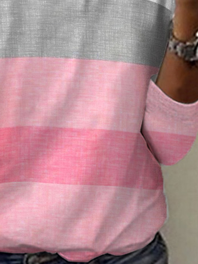 Women's Long Sleeve Tee T-shirt Spring/Fall Striped Jersey V Neck Daily Going Out Casual Top